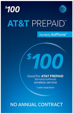 $100 AT&T PREPAID Refill Card - White